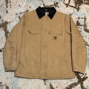 Vintage Carhartt Quilted Canvas Jacket Size Large C26 CML Tan